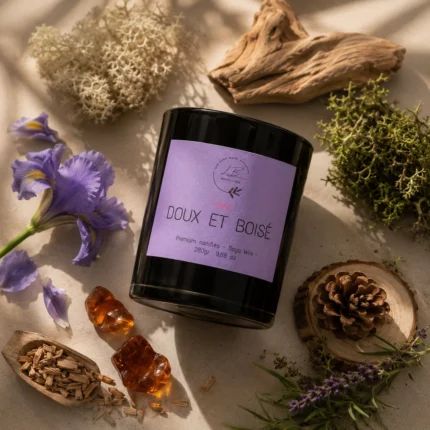 Vela Aromática Doux Et Boise con sus ingredientes