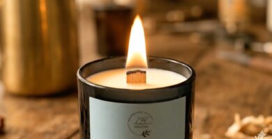 Vela Aromática con el pabilo de madera encendido