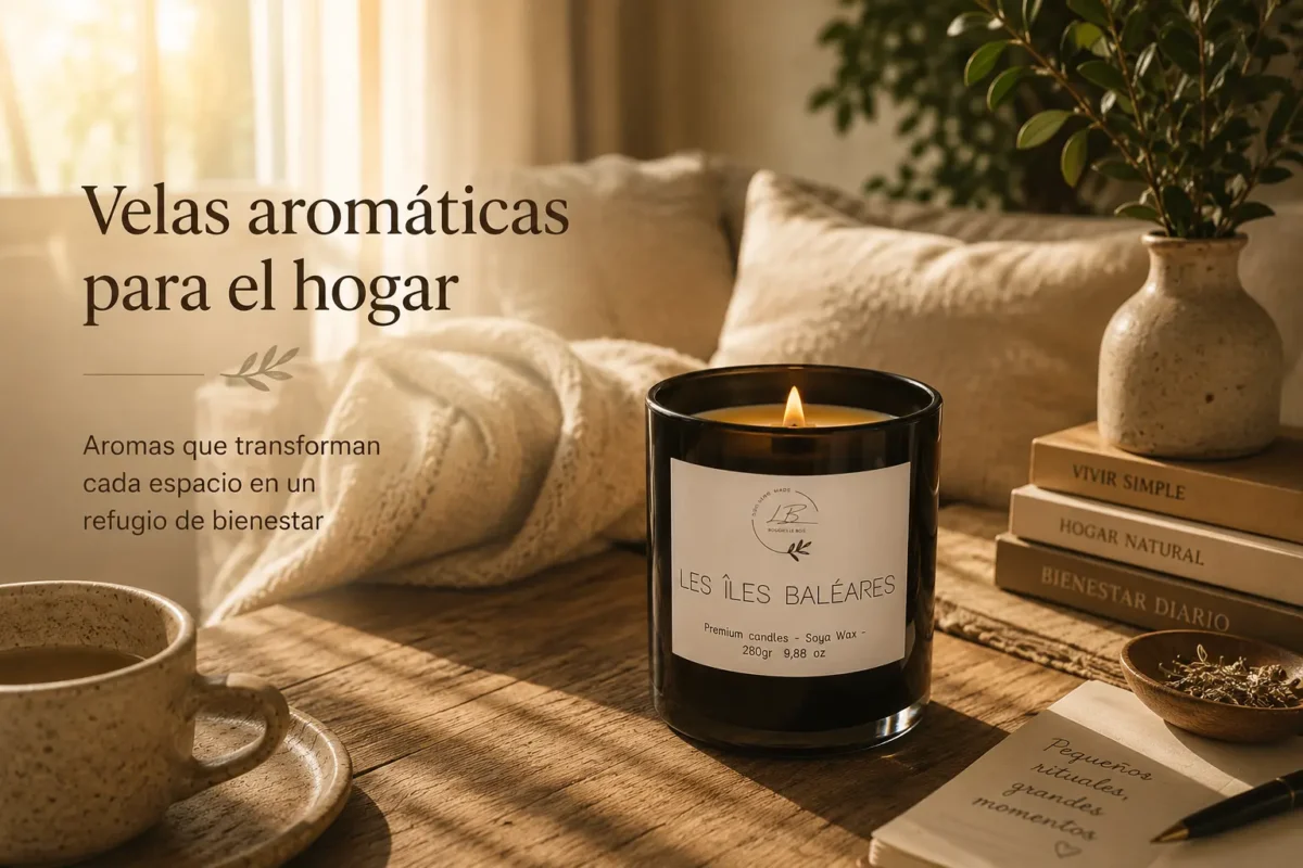 Velas Aromáticas para el hogar Vela Aromática para el hogar sobre una mesa en el salon de una casa