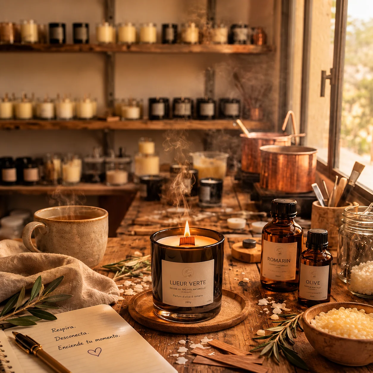 Velas artesanales en el taller de Bougies Le Bois