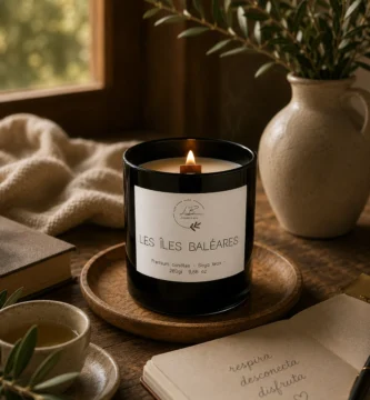 Vela de cristal negro encendida con cera de soja natural