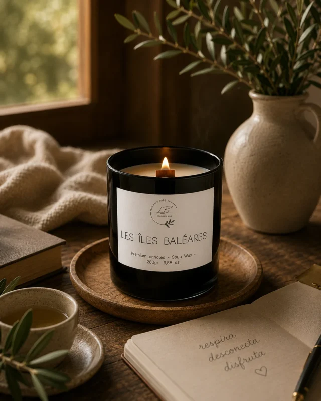 Vela de cristal negro encendida con cera de soja natural