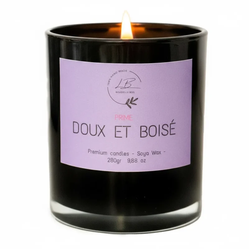 Vela Aromática Doux Et Boise en vaso negro de cristal