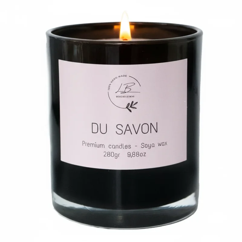 Vela Aromática Du Savon con vaso negro de cristal