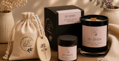 Conjunto de las velas de soja artesanales de la variante "Du Savon"
